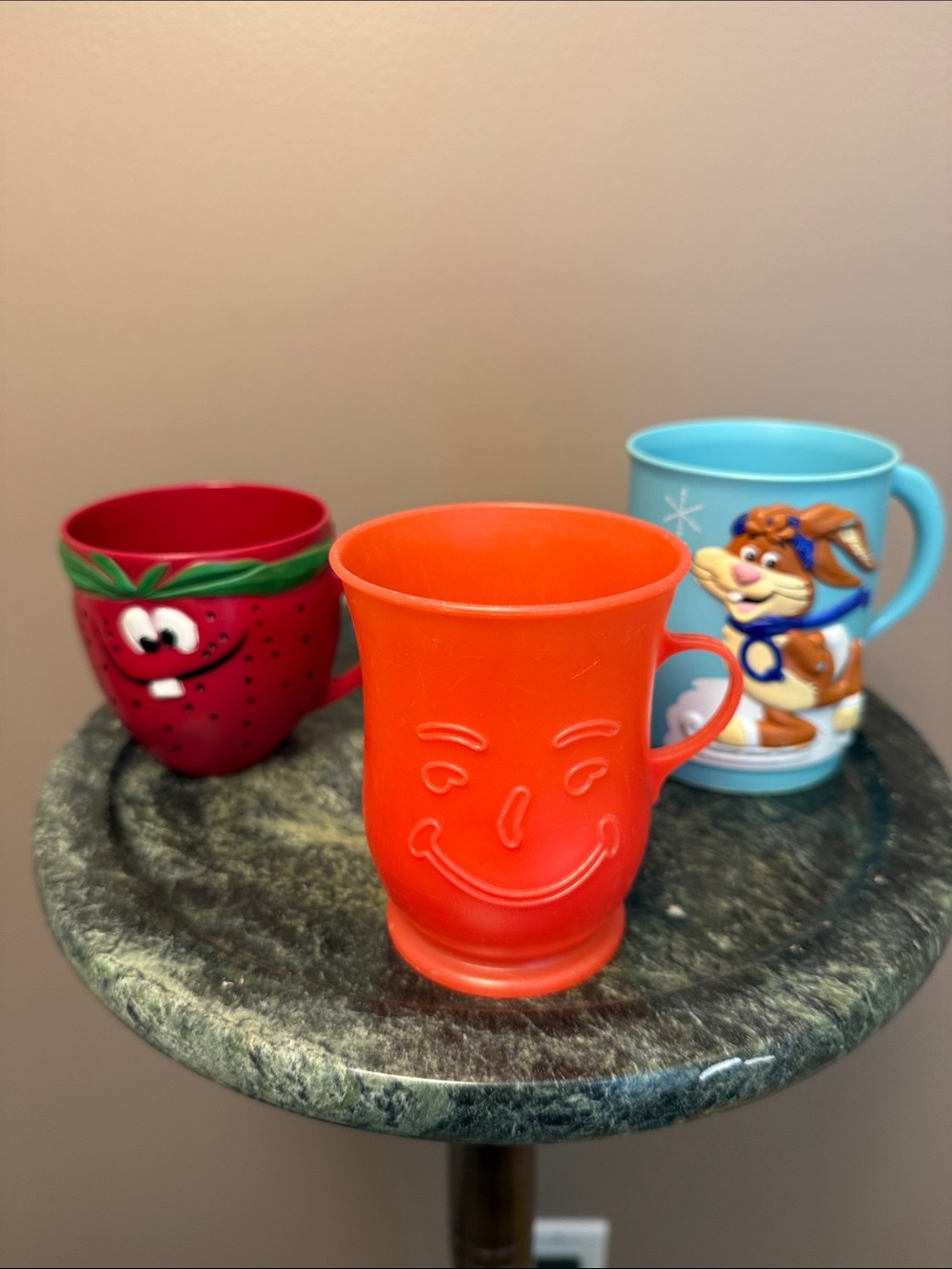 Vintage Freckle Face Strawberry Cup Funny Face Drink, Quik & Kool-aid Mug set